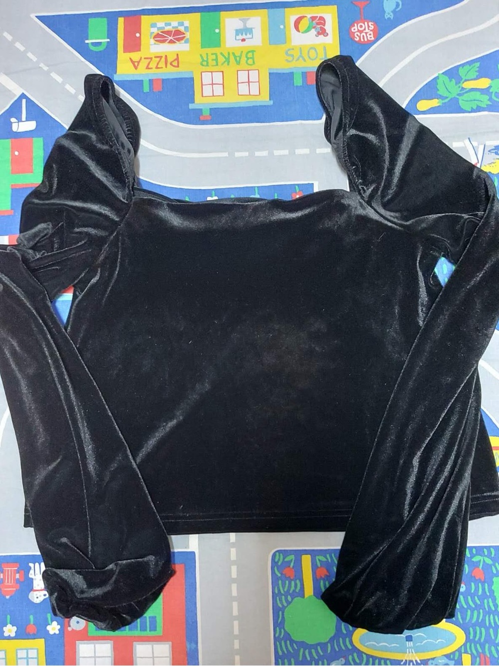 Jackson Rowe black velvet long sleeve blouse